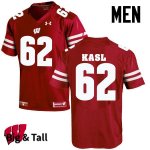 Men's Wisconsin Badgers NCAA #62 Patrick Kasl Red Authentic Under Armour Big & Tall Stitched College Football Jersey RG31F04SP